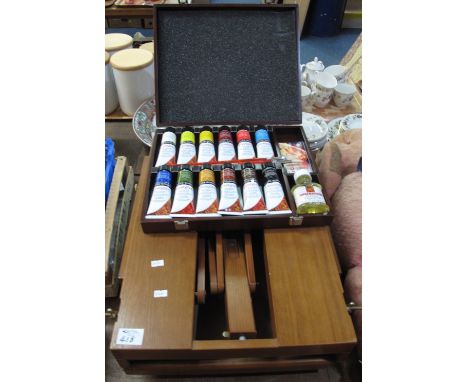 Modern travelling artist easel, together with cased Daler-rowney artists paint set. (2)(B.P. 24% incl. VAT)