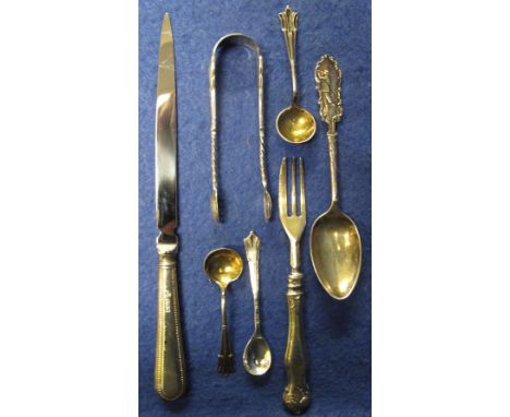 Small collection of assorted silver and silver handled cutlery items.(B.P. 24% incl. VAT)