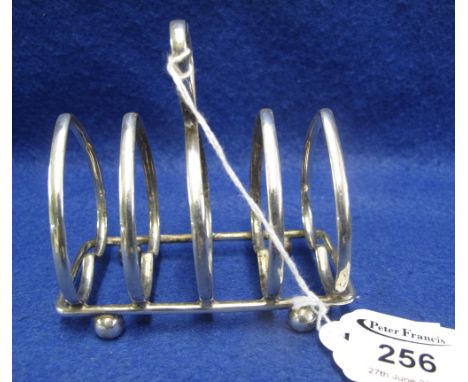 Silver plated, heart shaped, four division toast rack on ball feet.(B.P. 24% incl. VAT)