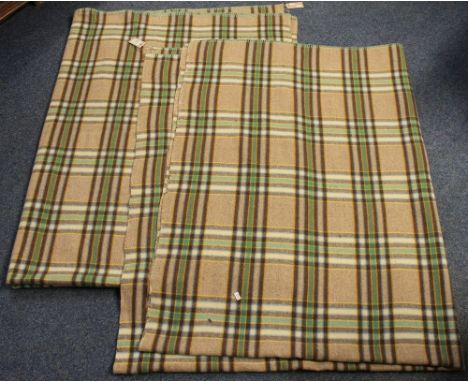 Two vintage double size brown ground check blankets. (2)(B.P. 24% incl. VAT)