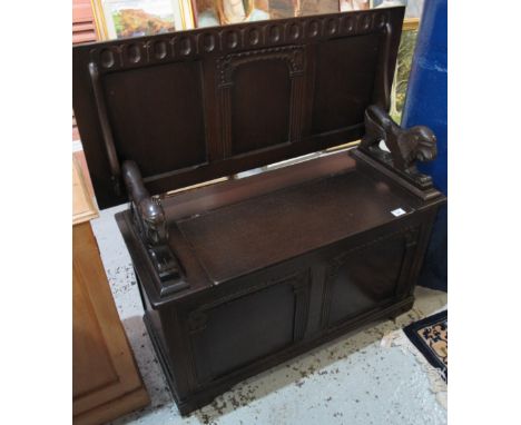 Reproduction oak monks bench. (B.P. 24% incl. VAT)