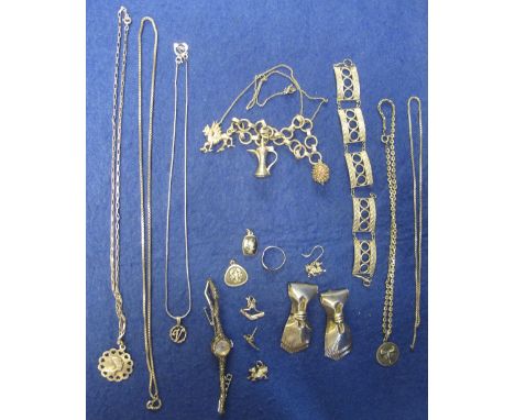 A collection of silver jewellery including a pair of sterling silver dress clips. (B.P. 24% incl. VAT)