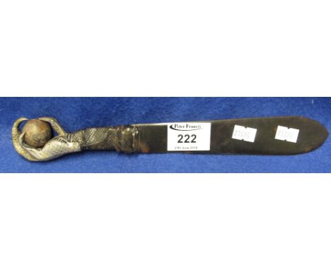 Unusual tortoiseshell letter knife with silver metal handle in the form of a claw clasping a loose ball.(B.P. 24% incl. VAT)