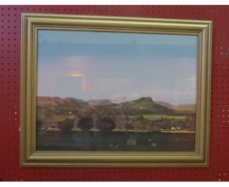 GEORGE K BARR: "Winter light on Comrie Hills from the road to the Linn" acrylic picture, signed lower right, framed and glaze