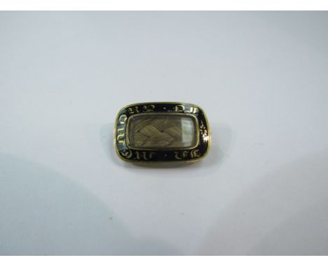 A Georgian memoriam brooch with plaited hair panel, 2.6g