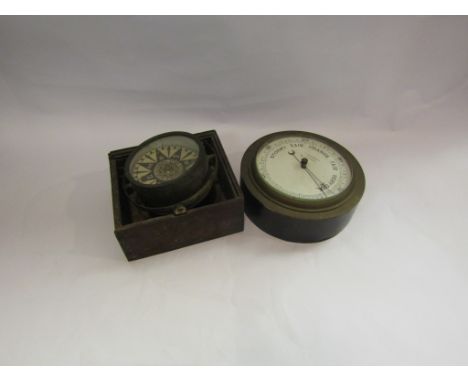 A Fisher &amp; Son, (Great Yarmouth) gimbaled ship's compass and a T. Bassnett (Liverpool) barometer