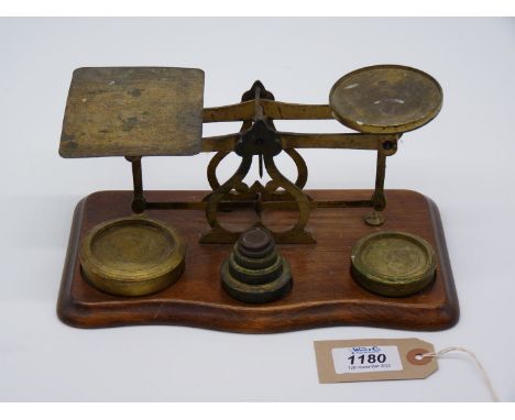 A set of Edwardian Postal Scales with weights.