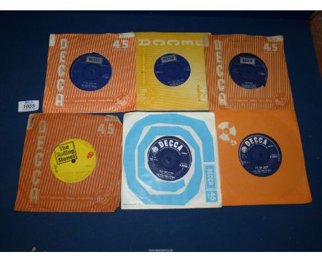 Six original Rolling Stones (45 rpm) singles to include Bitch and Let it Rock.