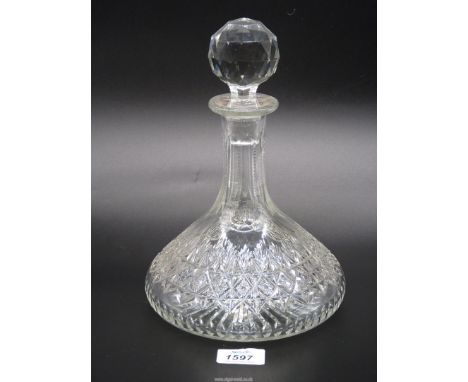 A cut glass ship's Decanter.