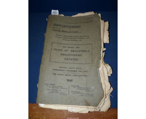 A First Edition copy of the Catalogue of the second day of the sale of farms, houses and land of The Duke of Beaufort, Brecon