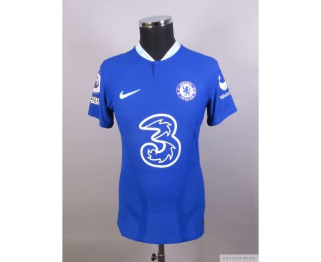 Rahim Sterling blue No.17 Chelsea player issue short sleeved shirt. 2022/23 Nike M
button up&nbsp; collar, printed badge, the