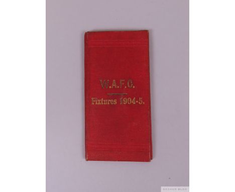 Woolwich Arsenal 1904-05 fixture card for first team and reserves
scored fill in in ink and pencil, wear to covers