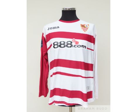 Jesus Navas white and maroon Sevilla no.15 shirt, 2006-07,
match-issue, Joma, M, long-sleeved with EUROPA LEAGUE WINNERS 05/0