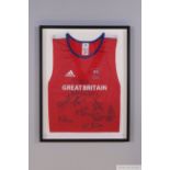 Great Britain Beijing 2008 signed red singlet,