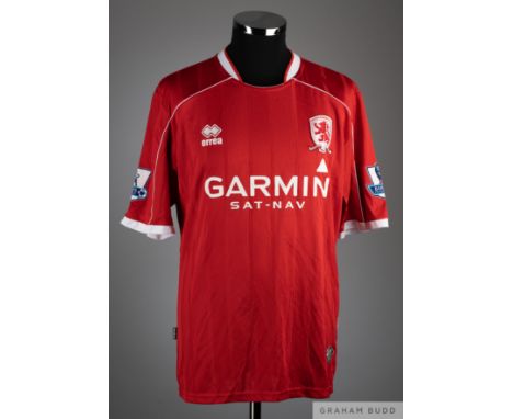 Afonso Alves red No.12 Middlesbrough short sleeved shirt,&nbsp;
Errea,&nbsp;XL,&nbsp;with crew-neck and embroidered badge ins