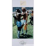 Bobby Moore and Pele double-signed 1970 World Cup shirt swap framed photographic display,