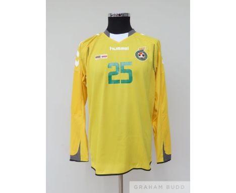 Yellow, grey and white Lithuania no.5 shirt v Poland, played at Kaunas, on 25th March 2011,&nbsp; match-issue, Hummel, M, lon