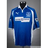 Phil Jevons blue No.26 Everton short-sleeved shirt, 2000-01