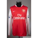 Philippe Senderos red Arsenal no. 6 home shirt from the season 2007-08,