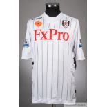 Philippe Sendros white/black Fulham FC no.4 shirt season 2012-13 from the game v Arsenal