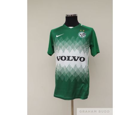 Neta Lavie green and white Maccabi Haifa no.6 shirt, 2020-21, match-issue, Nike, M, short-sleeved with club crest and sponsor