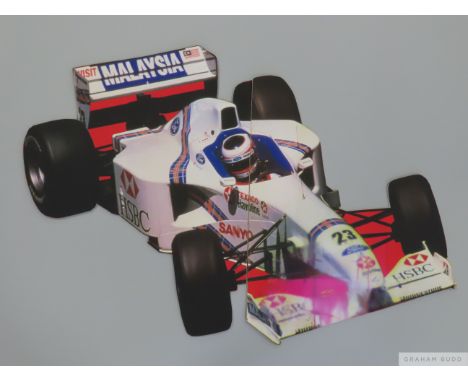 A large colour Stewart Formula 1 display.&nbsp;
signed in black pen by Rubens Barrichello and Jan Magnusson.