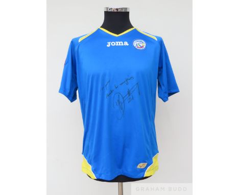 David Bentley signed blue and yellow FC Rostov no.21 away shirt, 2012-13,
match-issue, Joma, M, short-sleeved with CORA3 slee