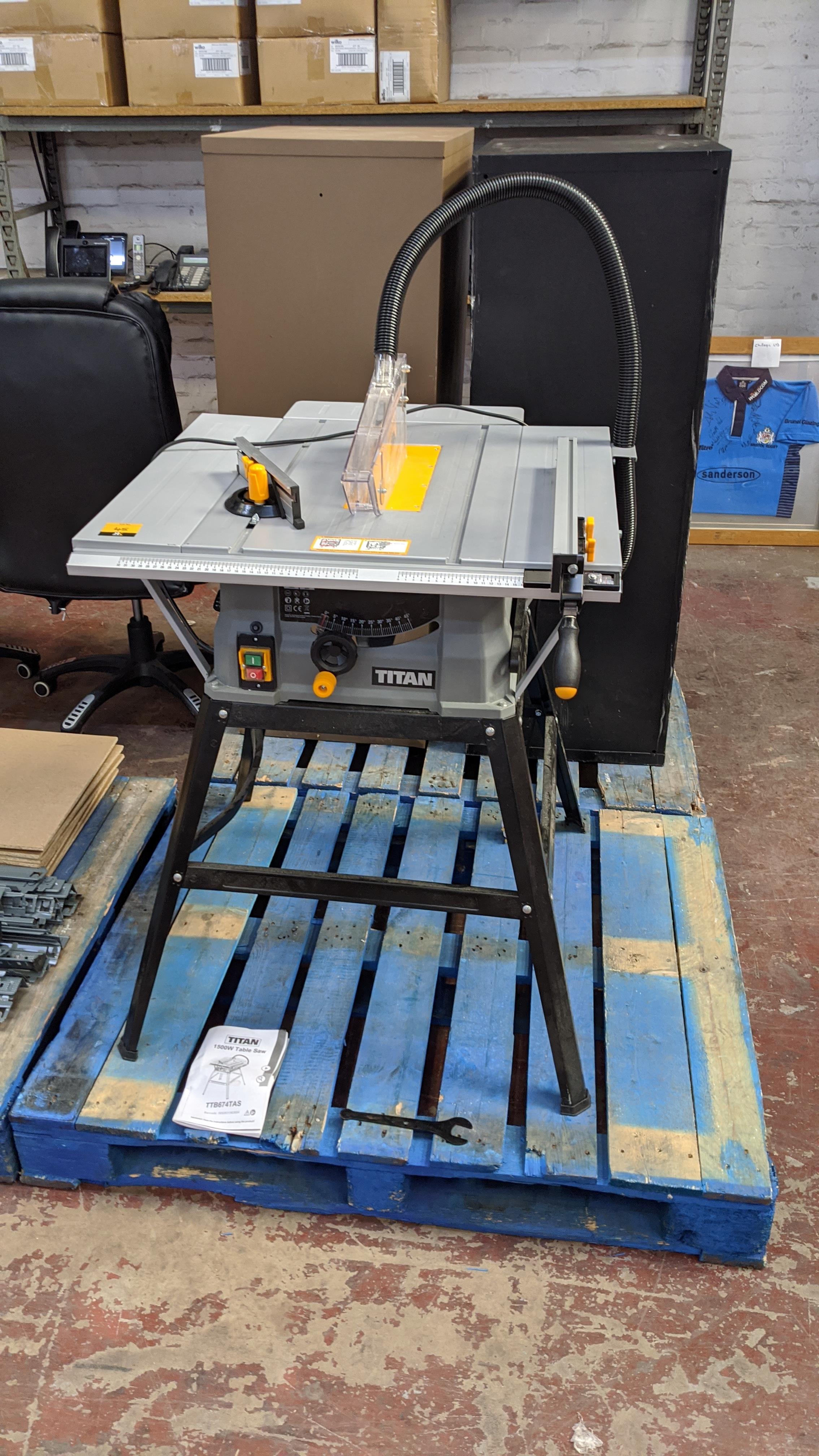Titan 1500w table saw model TTB674TAS. Lots 22 53 are all located