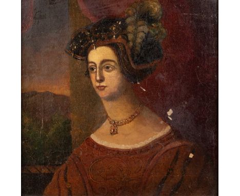 19TH CENTURY ITALIAN SCHOOL PORTRAIT OF A LADY Oil on canvas27cm x 27cm