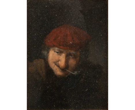 18TH/19TH CENTURY DUTCH SCHOOL  PORTRAIT OF A MAN IN RED CAP SMOKING A PIPE  Inscribed 'Gerard Dore' to verso (possibly after