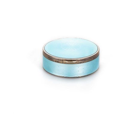 AN AUSTRO-HUNGARIAN SILVER AND ENAMEL BOX by Georg Adam Scheid., 900 grade silver, Vienna, circular form, with a hinged cover