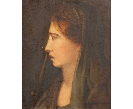 18TH CENTURY  SCHOOL PORTRAIT STUDY OF A LADY   Oil on canvas laid to card   23cm x 19.5cm