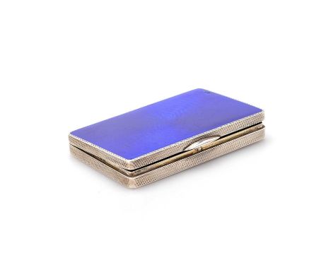 AN ART DECO SILVER AND ENAMEL BOX import marked, by HC Freeman Ltd, London 1931, rectangular, the hinged cover decorated with