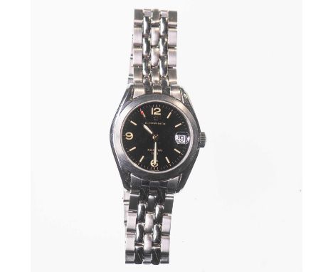 A GENTS STEEL ETERNA-MATIC BRACELET WATCH circular black dial signed Eterna-Matic KonTiki 1958 with luminous arabic/ baton in