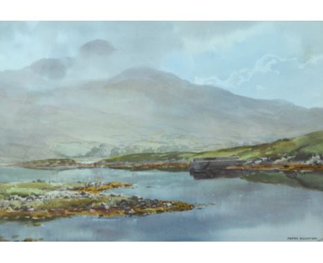 FRANK EGGINTON (1908-1991); watercolour, an estuary and mountain scene, signed lower right, 37 x 53cm, framed and glazed. CON