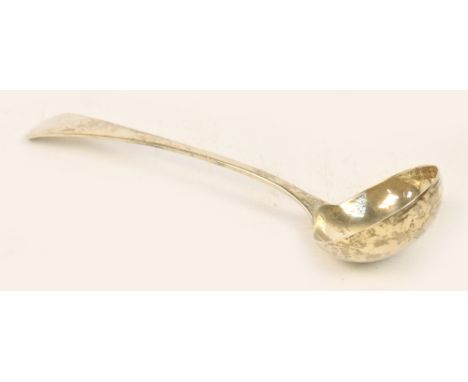 A George V hallmarked silver Old English pattern ladle, engraved "M" to the terminal, Walker & Hall, Sheffield 1917, length 2