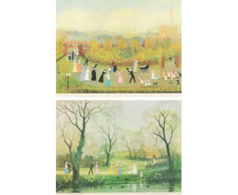 After HELEN BRADLEY; a signed coloured print "To The Boat", bearing blind stamp lower left, 44 x 59.5cm, framed and glazed an