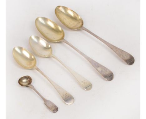 A pair of Edward VII hallmarked silver tablespoons in old English pattern with monogram finials, Elkington & Co, Birmingham 1