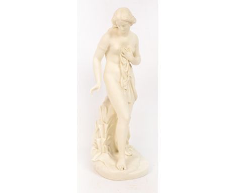 A Copeland Parian figure of Musidora modelled by William Theed in 1867 for the Crystal Palace Ceramic and Art Union, the semi