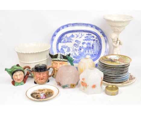 A mixed lot of decorative ceramics to include a Royal Doulton character jug; D6496 "Viking", two Beswick character teapots, a