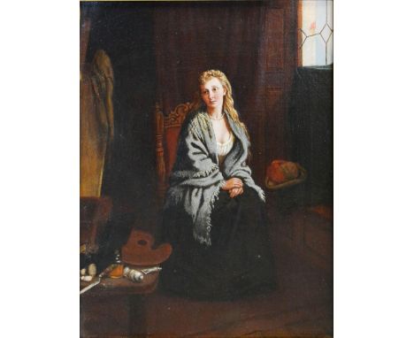 R St Leger Pigot, The Model, 19th Century Oil On Canvas, 29 by 25cm 
