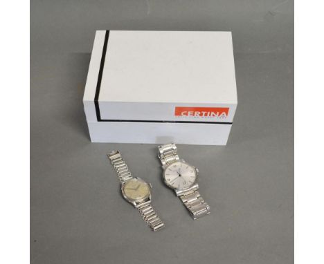 A Certina 1888 Stainless Steel Cased Gentleman's Wrist Watch with original box, together with a Tissot stainless steel cased 