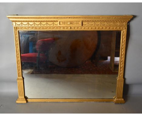 A 19th Century French Gilded Over Mantle Mirror Of Rectangular Form, 90 by 115cm 