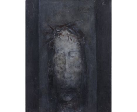 Paul Rambie (France, 1919 - 2020) "Portrait of Christ" Oil on Canvas. Signed upper right. Size: 13.75 x 10.75 in. Unframed. P