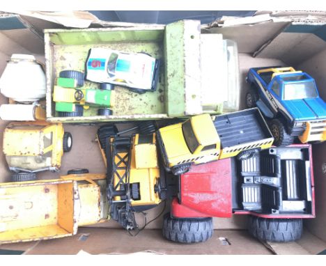 A Box Containing a Collection Of Loose playworn Tonka and Big Buddy toys - NO RESERVE