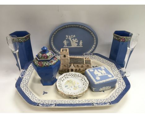 An Oriental style tea service, Wedgwood Jasperware etc.