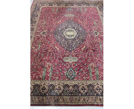 An axminster carpet 271 cm x 210 cm CONDITION REPORT: General wear and use but without large damages.