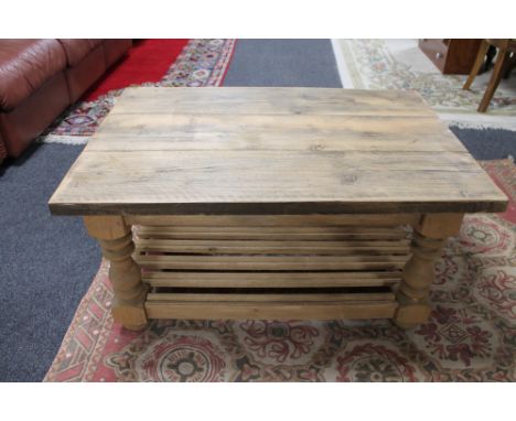 A reclaimed pine coffee table with under shelf 