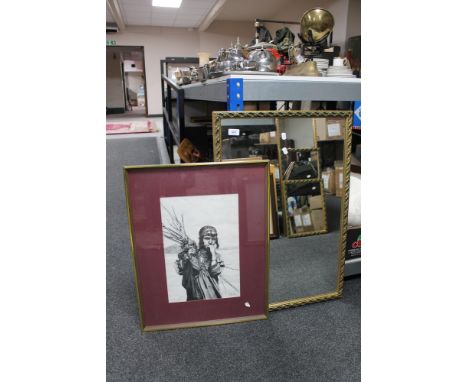 A gilt framed mirror and a G. Byrne limited edition print number 14 of 200 