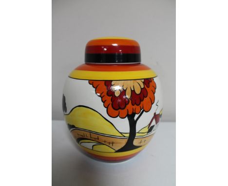 A Wedgwood Clarice Cliff Bizarre ginger jar and cover, height 23cm CONDITION REPORT: This item is in good condition, no appar